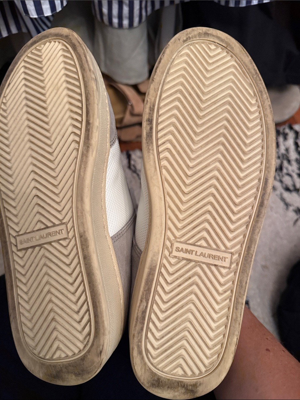 Saint Laurent Grey and White Suede Leather Sneakers - Picture 7 of 7